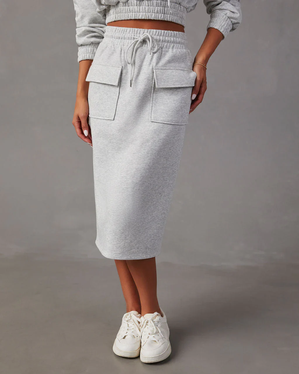 Bedisse Fleece Pocketed Midi Skirt