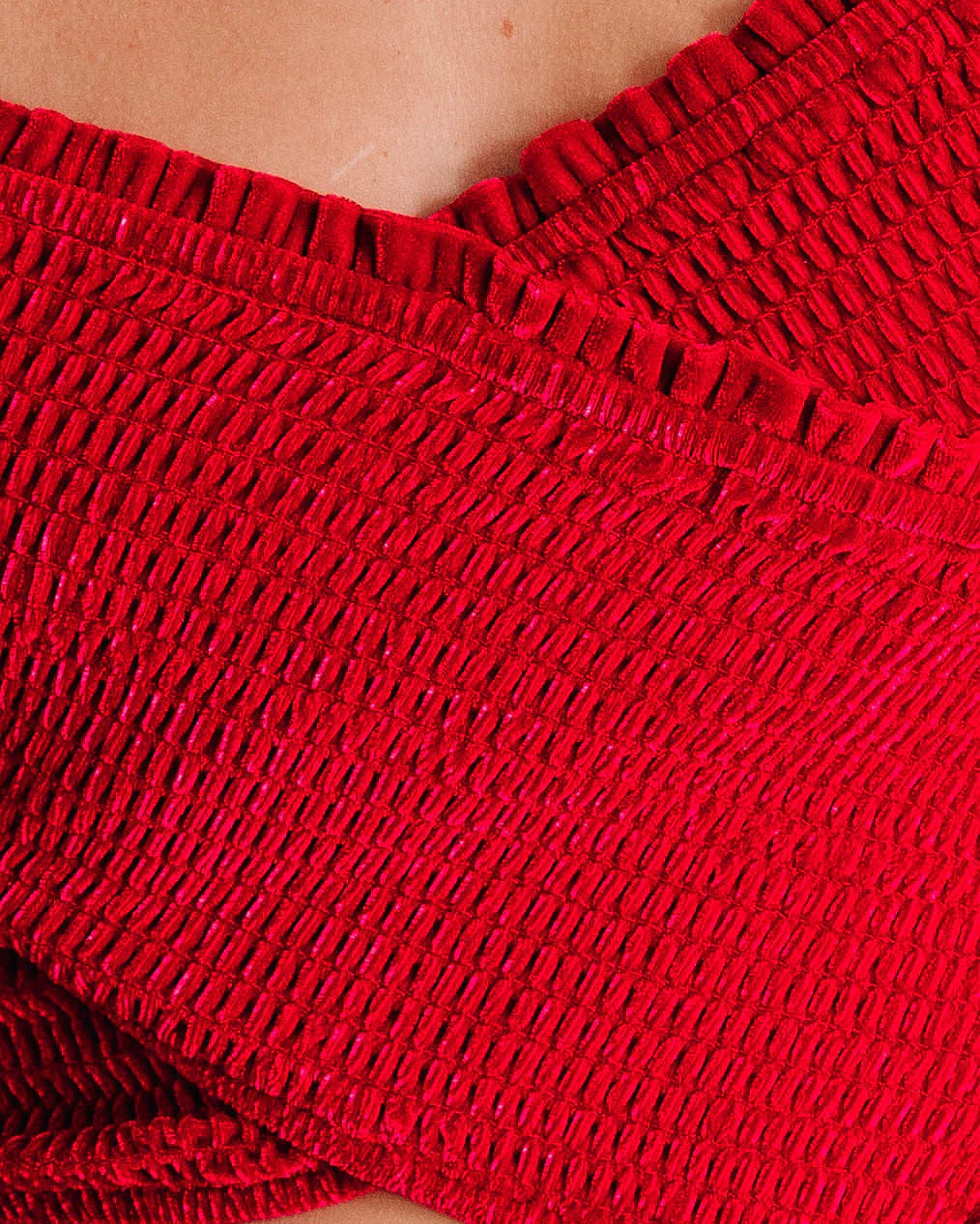 Party Perfection Smocked Velvet Crop Top