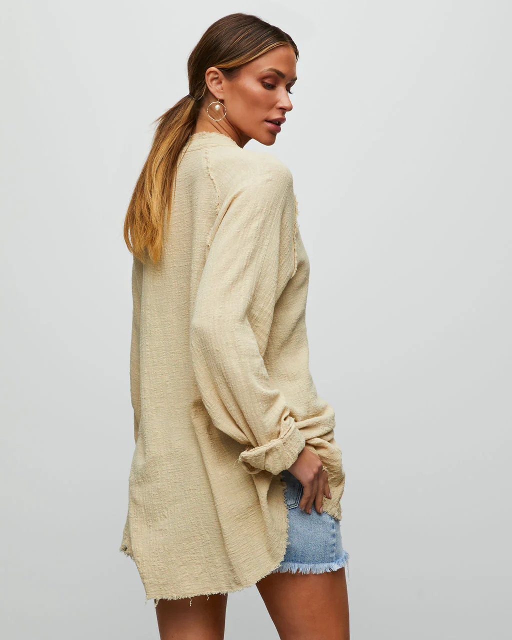 Off Duty Button Front Top