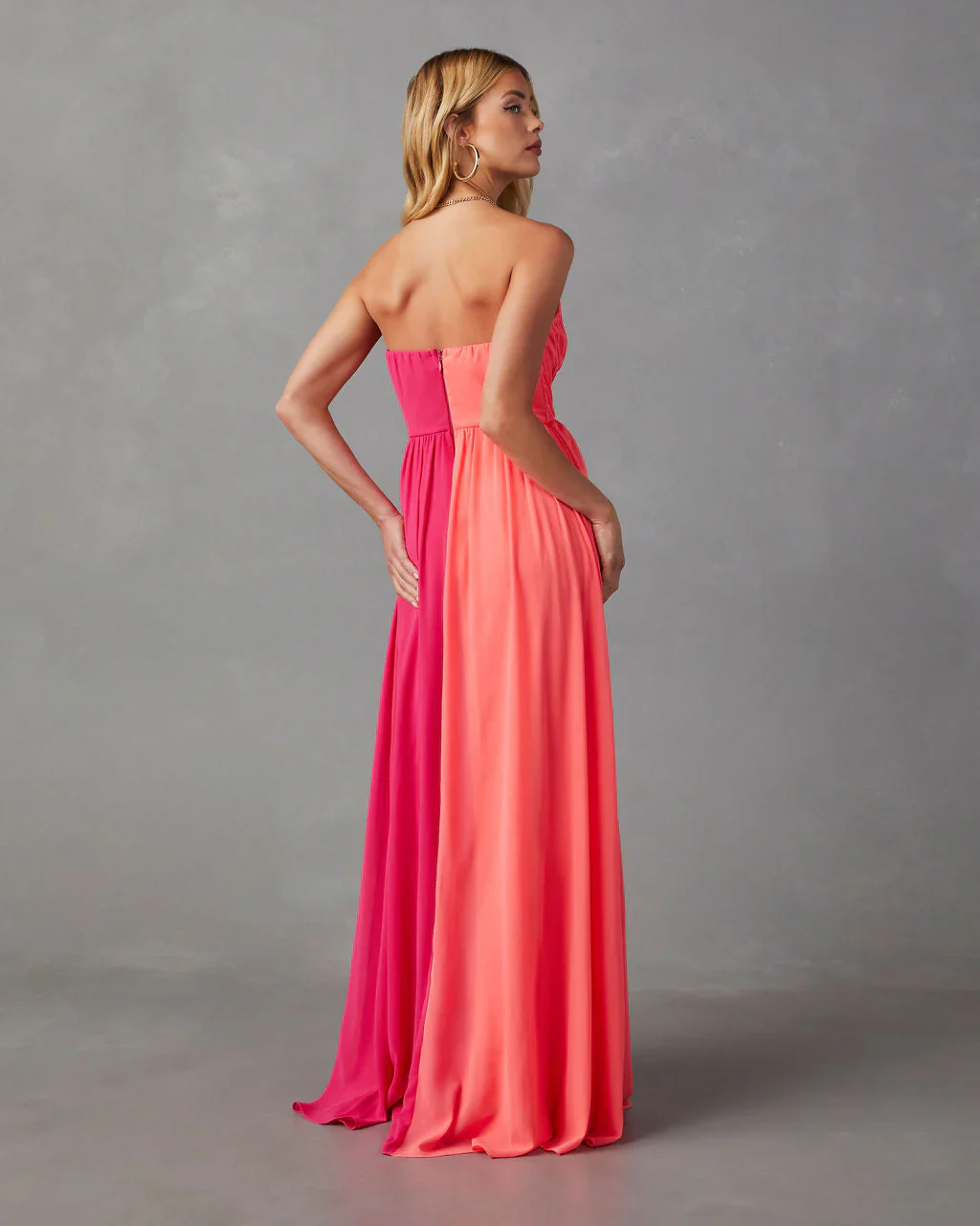 Summer Sorbet Strapless Colorblock Maxi Dress