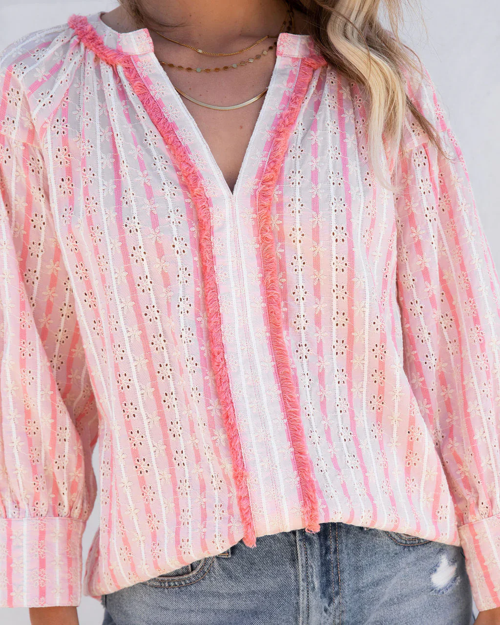 Cypress Cotton Eyelet Frayed Top