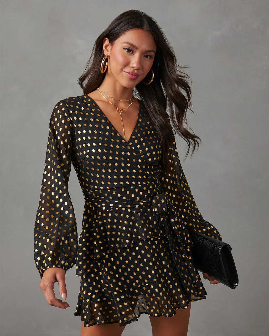 Ballerini Polka Dot Ruffle Mini Dress