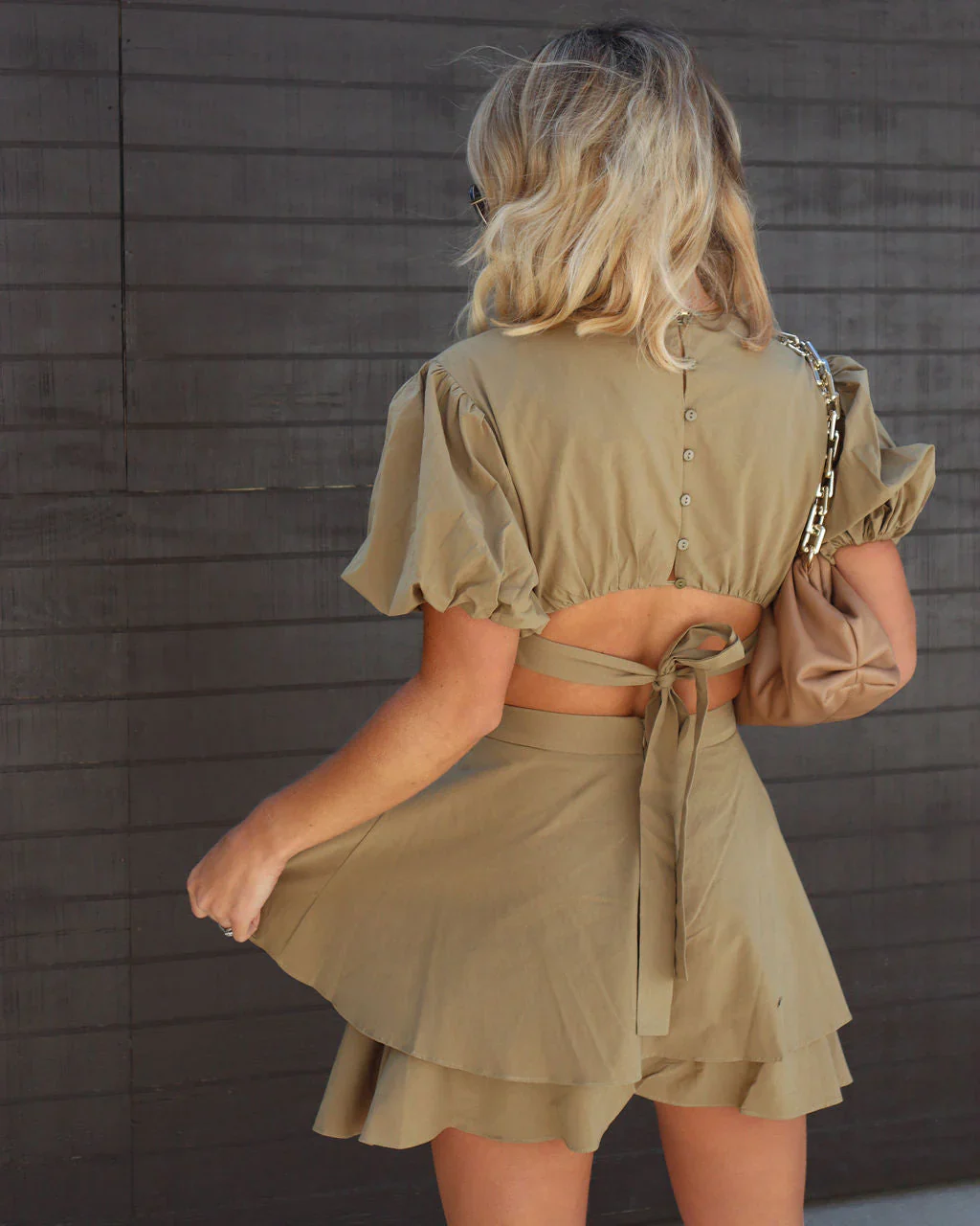 Luisana Puff Sleeve Cutout Mini Dress