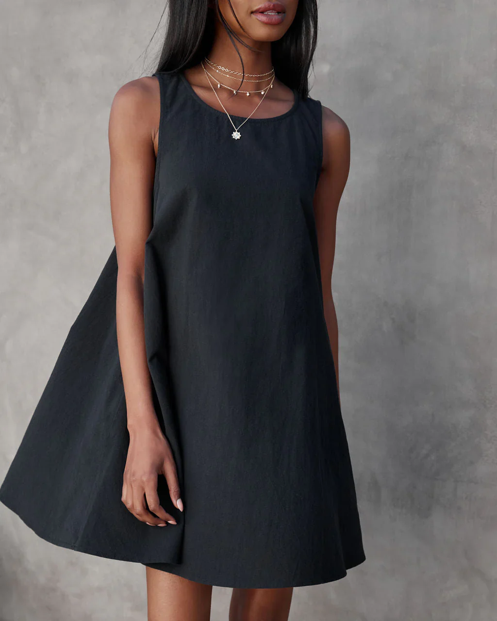 Akira Cotton Pocketed Trapeze Mini Dress