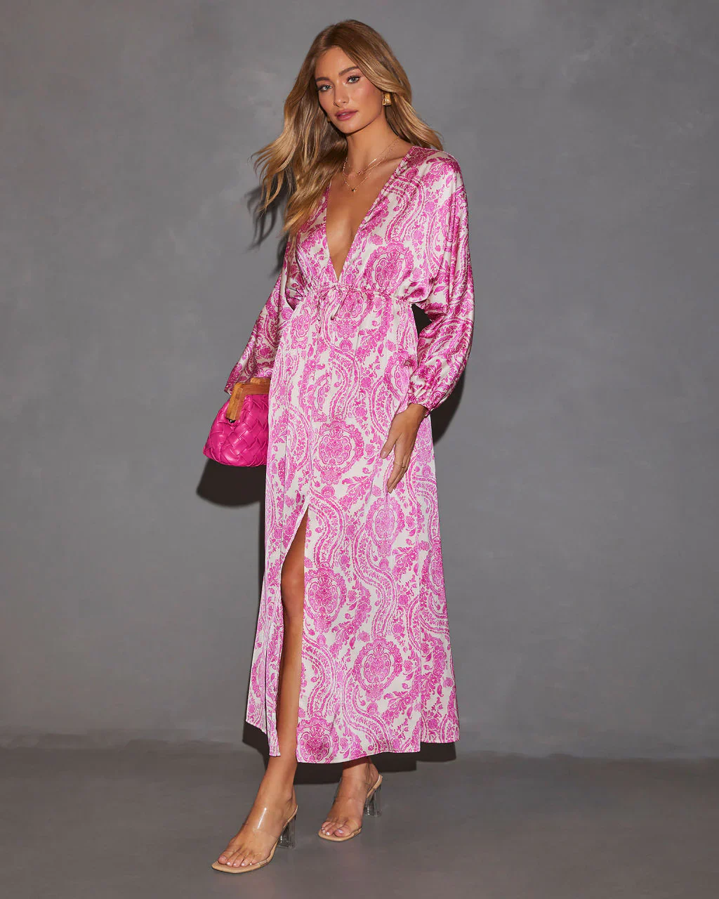 Korina Printed Kimono Empire Waist Maxi Dress