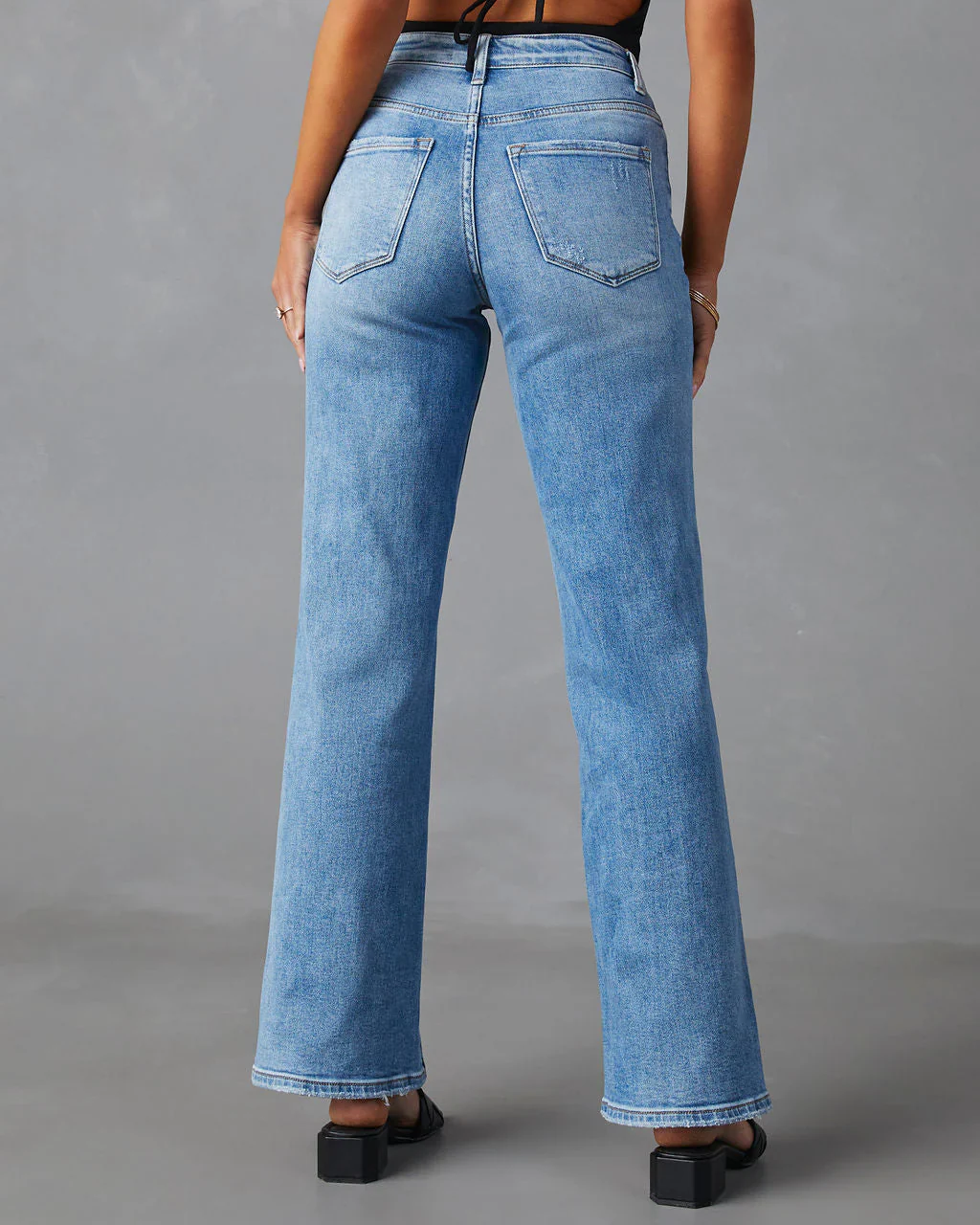 Downey High Rise Slit Flare Leg Jeans