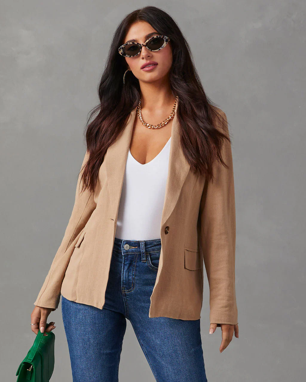 Carlina Linen Pocketed Blazer