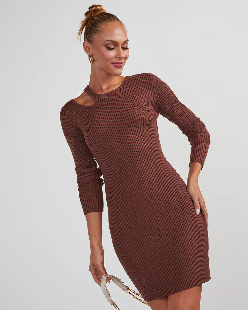 Nori Cutout Ribbed Knit Mini Dress
